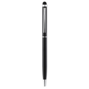 ALBERT hliníkové guličkové pero so stylusom (modrá n.), čierna