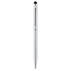 ALBERT hliníkové guličkové pero so stylusom (modrá n.), matná strieb.