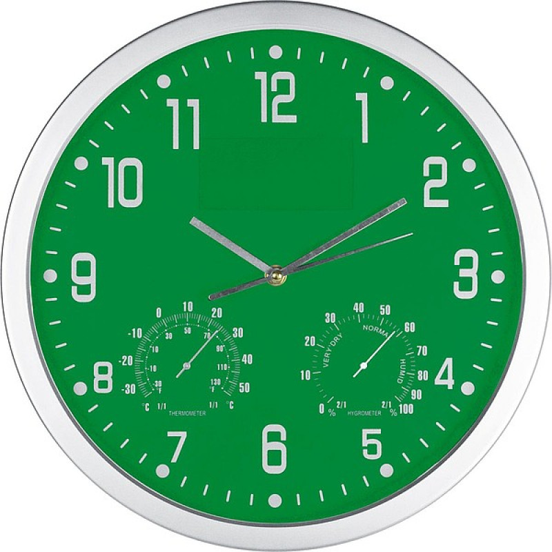 GASPRA Nástěnné hodiny s vlhkoměrem a teploměrem, zelené