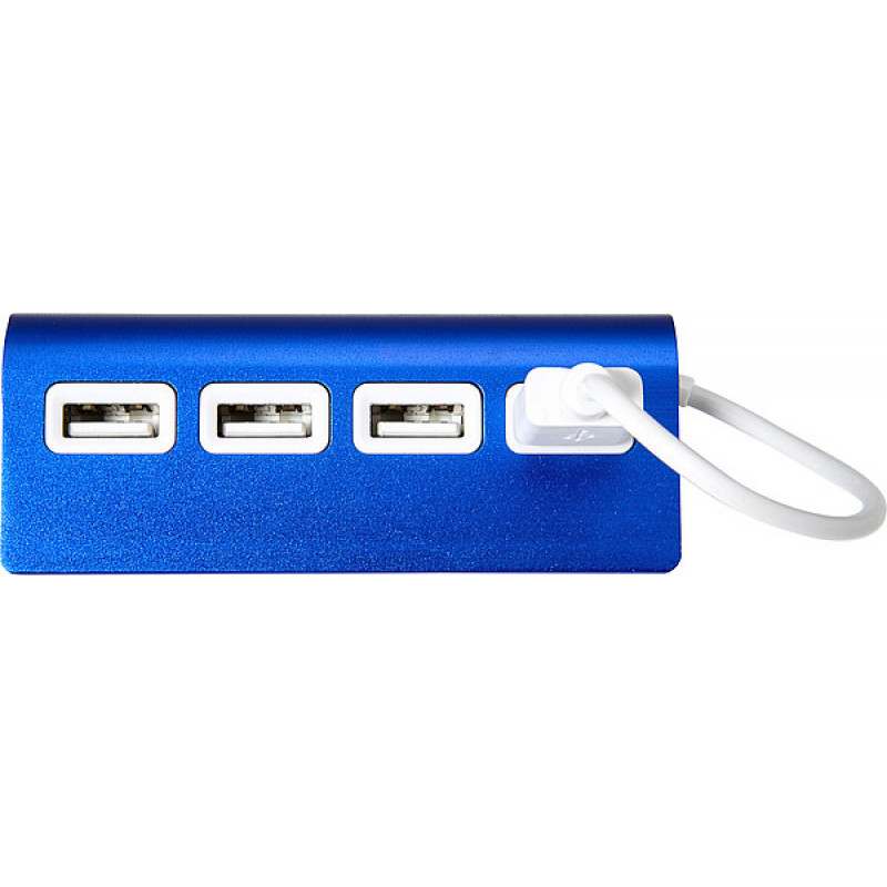 HUBERT Hliníkový USB rozbočovač se 4 porty, modrý  Reklamné predmety,  darčekové predmety Mouton s.r.o.