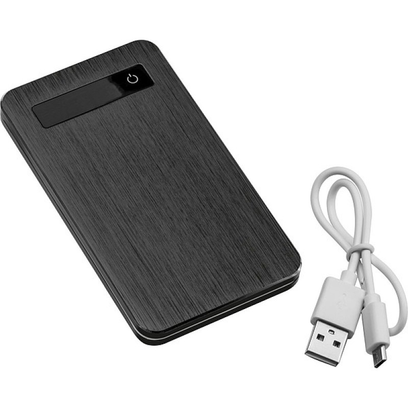 MARGARETA Kovová powerbanka s kapacitou 4000 mAh, černá