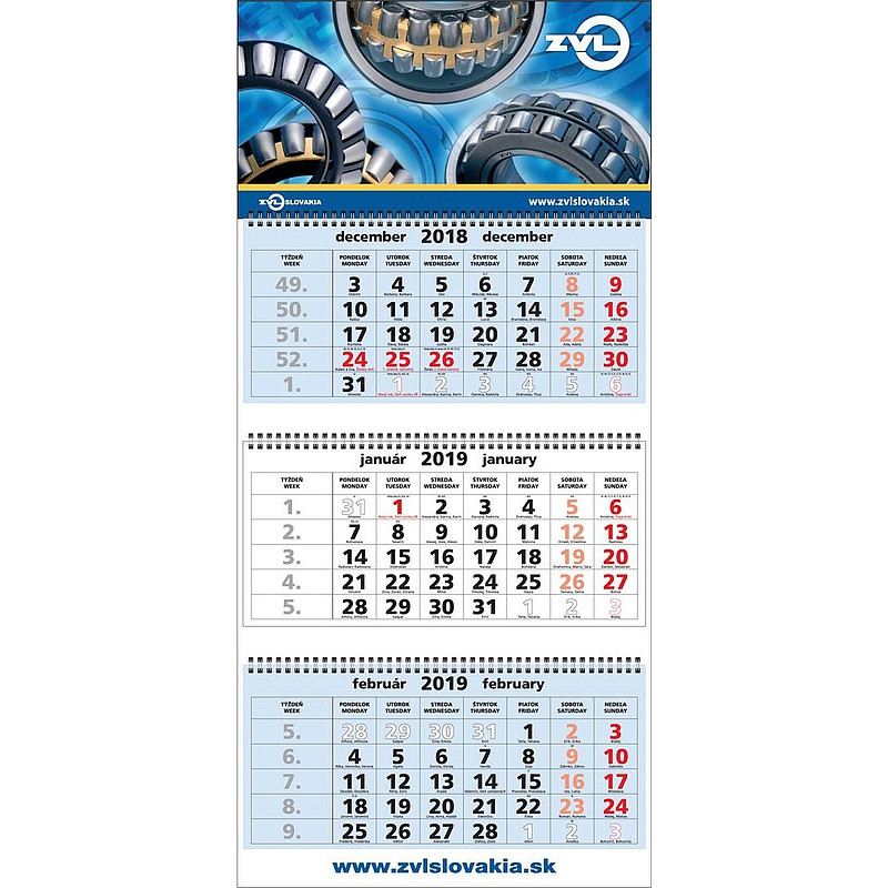 Nástenný kalendár TROJMESAČNÝ SUPER-MAXI, modré kalendár. 2020