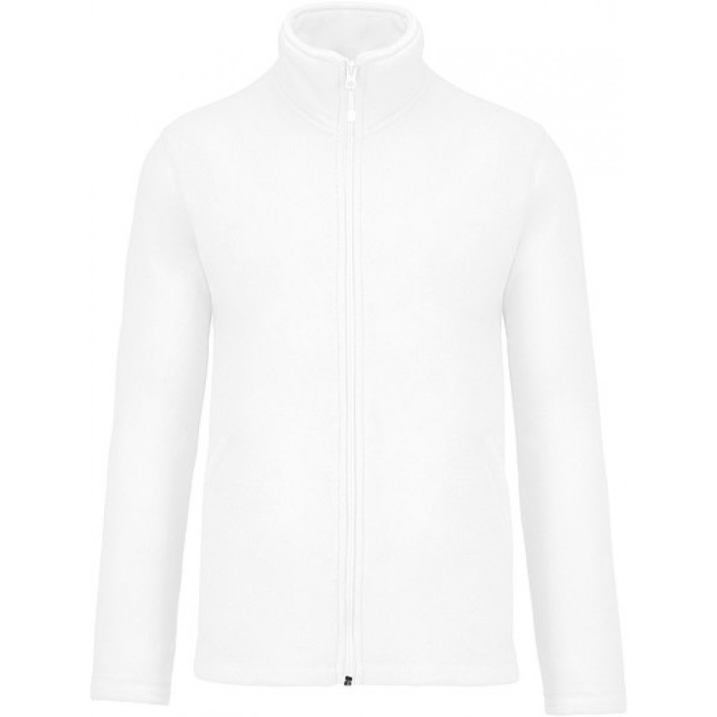 Pánská mikrofleecová mikina Kariban fleece jacket men, bílá, vel. S