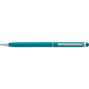 RUBBY kovové guličkové pero so stylusom (modrá n.), tyrkysová