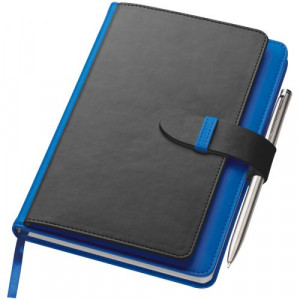 SMARTER poznačkyblok A5 s pútkom na pero a vizitky, modrá