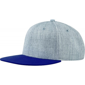 TAMURA Šesťpanelová čiapka s vystuženým čelom a plochým šiltom, sivý melír / tm. modrá