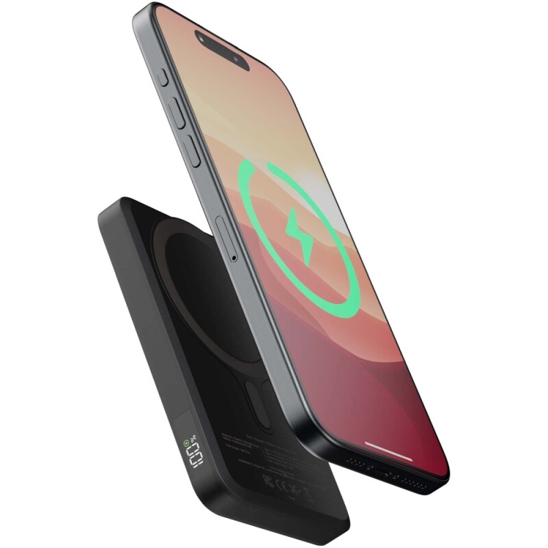 5000mAh magnetická bezdrátová powerbanka, černá