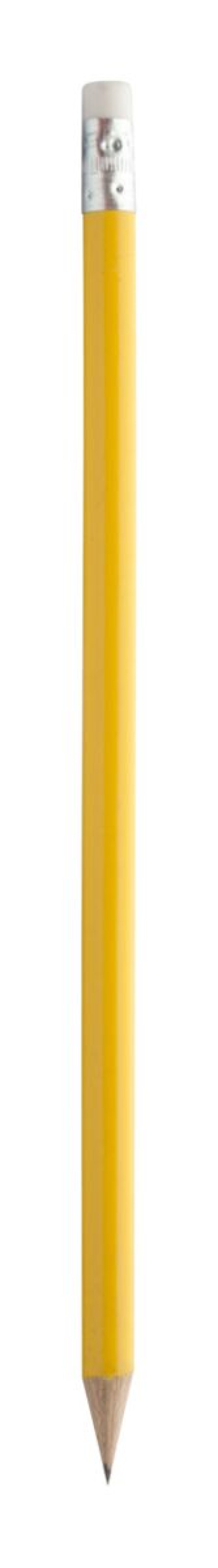 GORETA Dřevěná tužka s gumou, žlutá