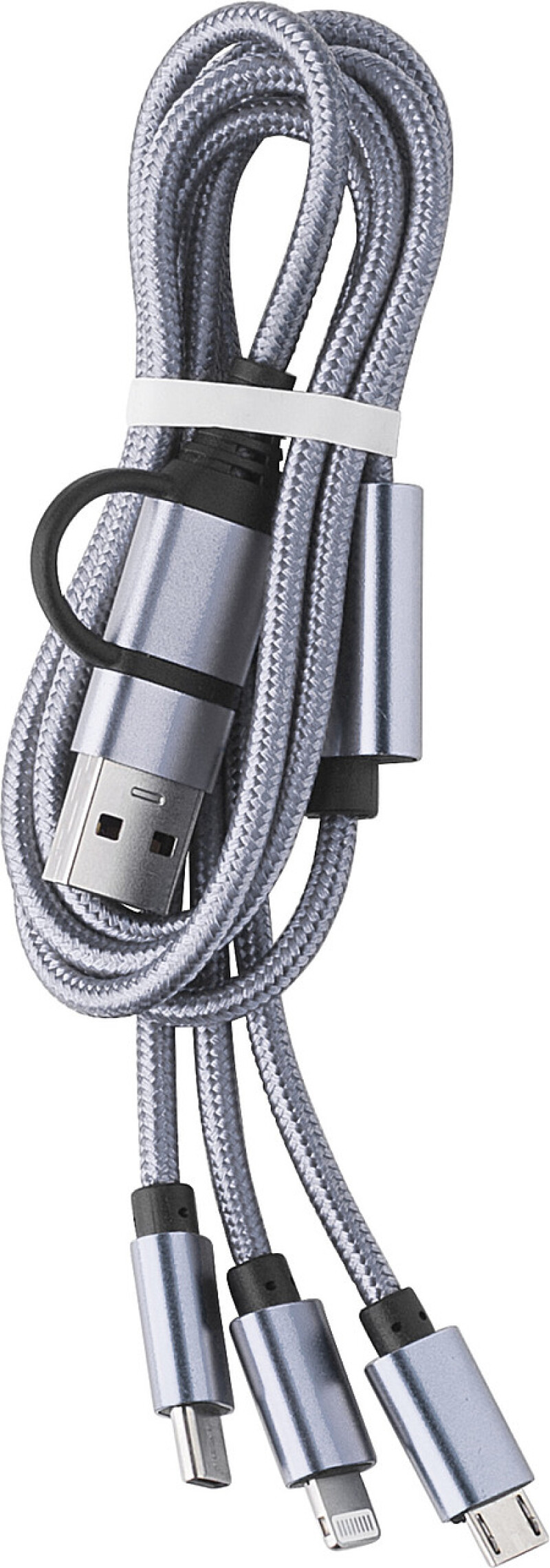 KALIBO Nabíjecí USB kabel se 3 koncovkami, stříbrná