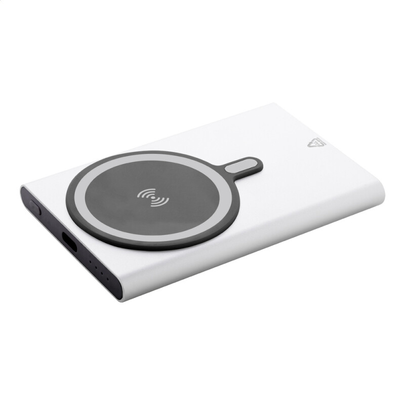 Power banka 5000 mAh so striebornou magnetickou bezdrôtovou nabíjačkou