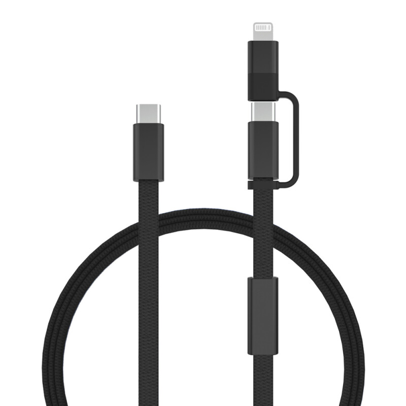 Rýchlonabíjací kábel Arc 2v1 z Rcs 60W 120 cm, čierna