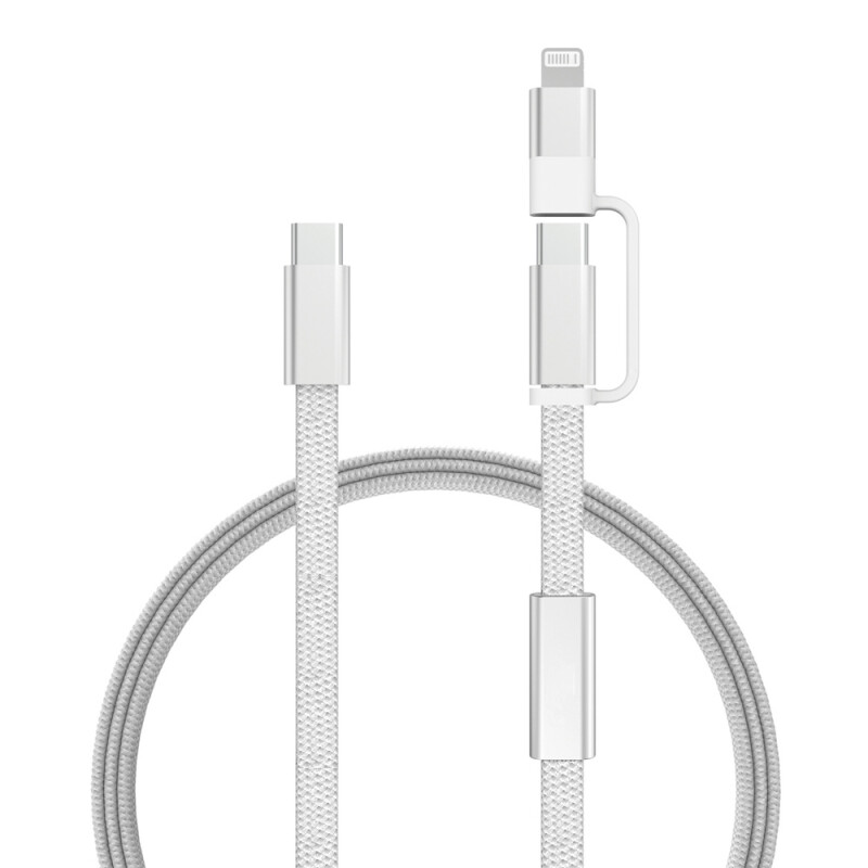 Rýchlonabíjací kábel Arc 2v1 z Rcs 60W 120 cm, šedý
