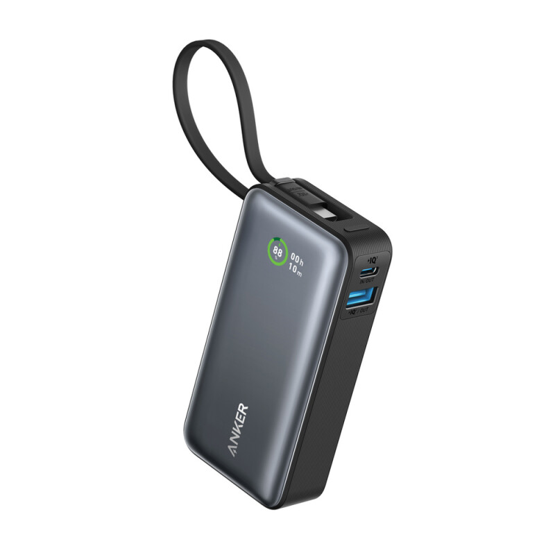Powerbanka Anker Nano 30W s integrovaným USB-C káblom, čierna