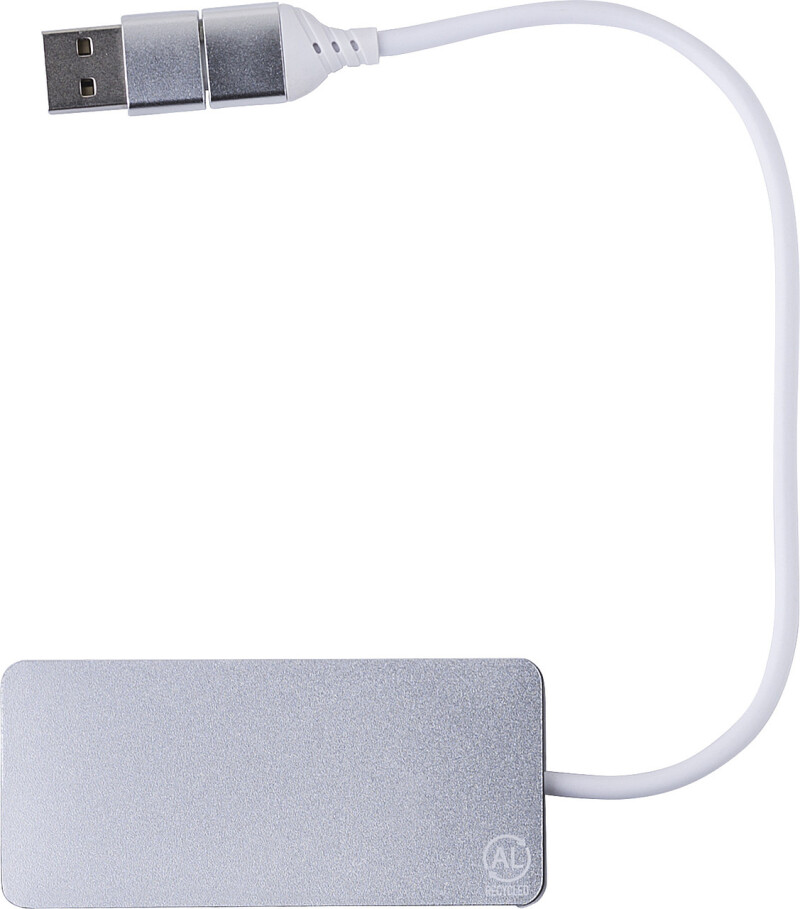 Hliníkový USB hub, stříbrný