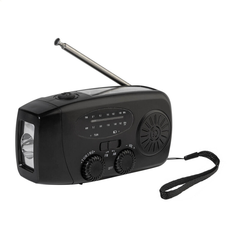 Multifunkčné núdzové rádio s powerbankou, čierna