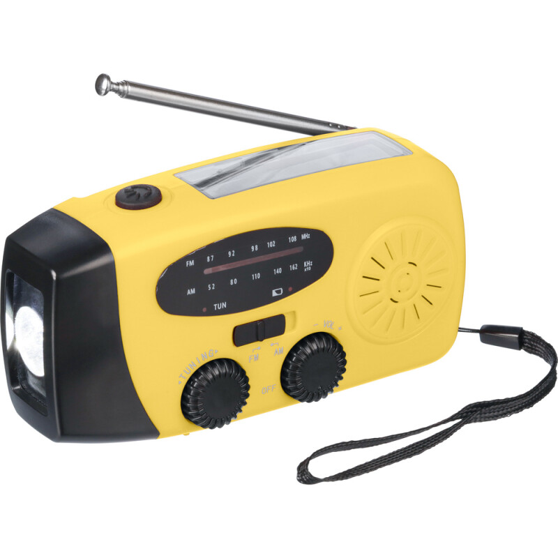 Nouzové rádio z recyklovaných materiálov, žltá