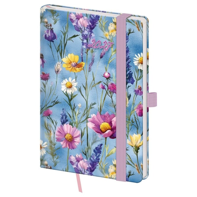 Diár týždenný Vario - Wildflowers s gumičkou 2027