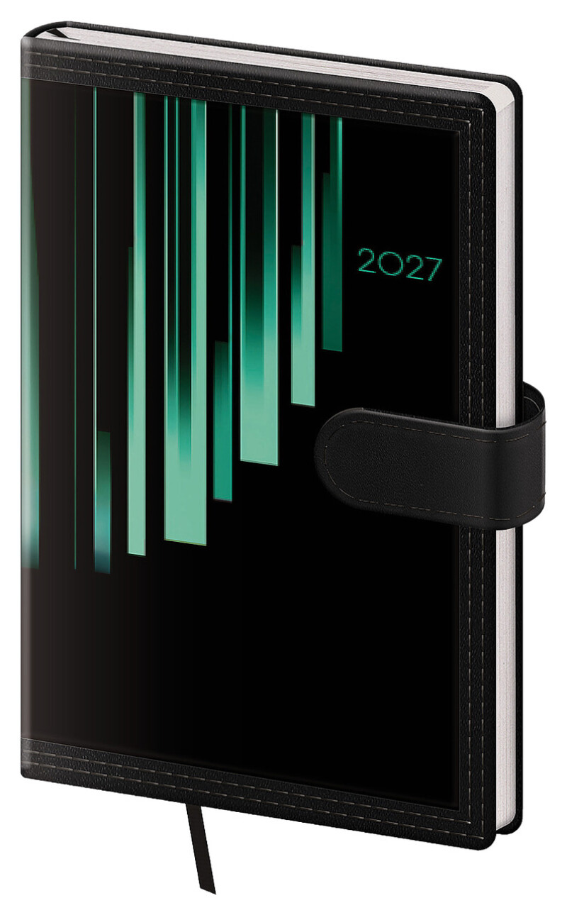 Vreckový diár Tone zelený s magnetom 2027