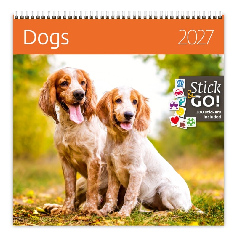 Nástěnný kalendář Dogs 2027 včetně laše
