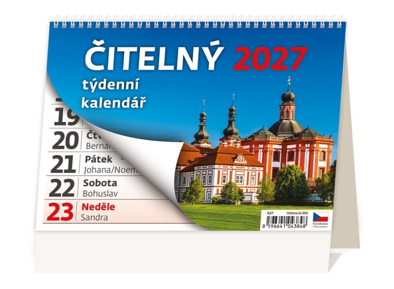 Čitelný týdenní kalendář 2027