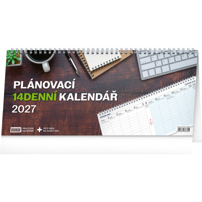 Stolový kalendár Pracovný 2027 – 14-dňový, 33 x 14,5 cm