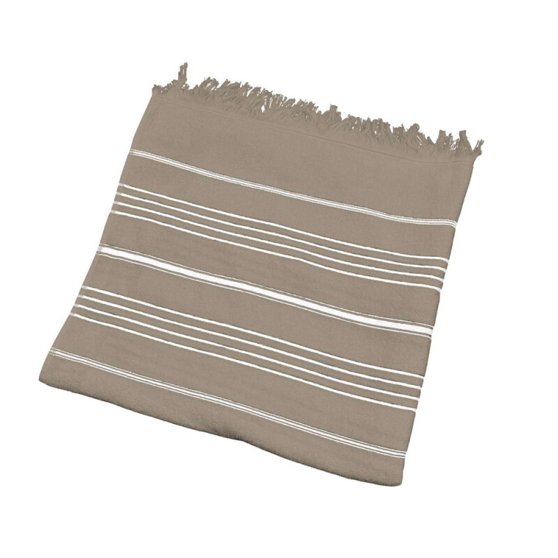 Plážová osuška Olima Striped Beach&Spa, 90 × 170 cm, hnedá/biela