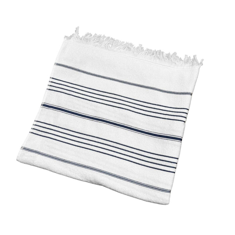 Plážová osuška Olima Striped Beach&Spa, 90 × 170 cm, biela/kráľovská modrá