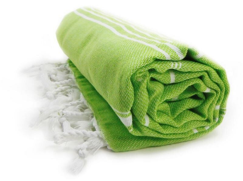 Plážová osuška HAMAM SULTAN, světle zelená/bílá