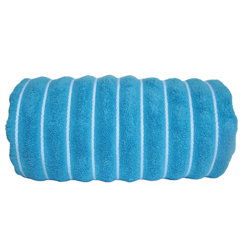 Plážová osuška Olima Beach Striped Bath Towel, tyrkysová/biela, 90 × 180 cm