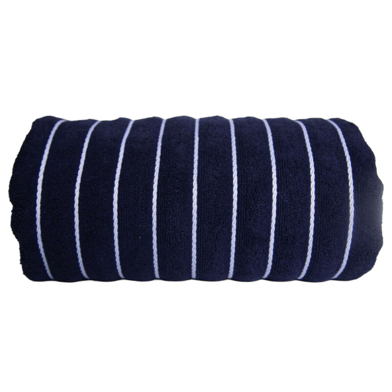 Plážová osuška Olima Beach Striped Bath Towel, 90 × 180 cm, námornícka modrá/biela