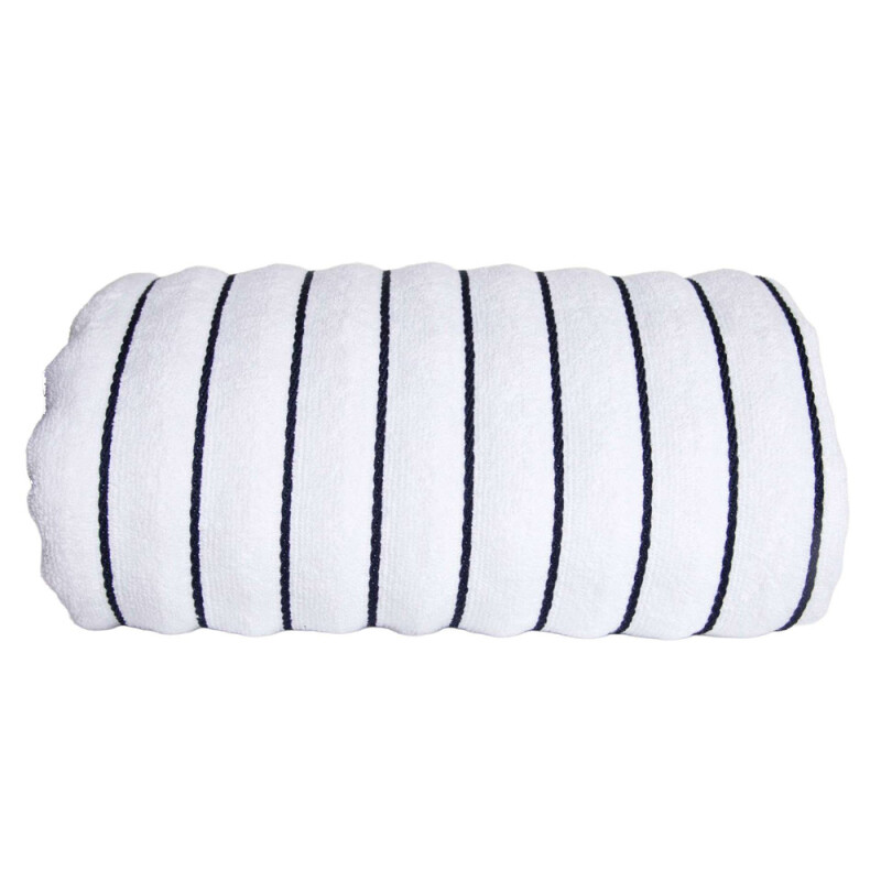 Plážová osuška Olima Beach Striped Bath Towel, 90 × 180 cm, biela/navy