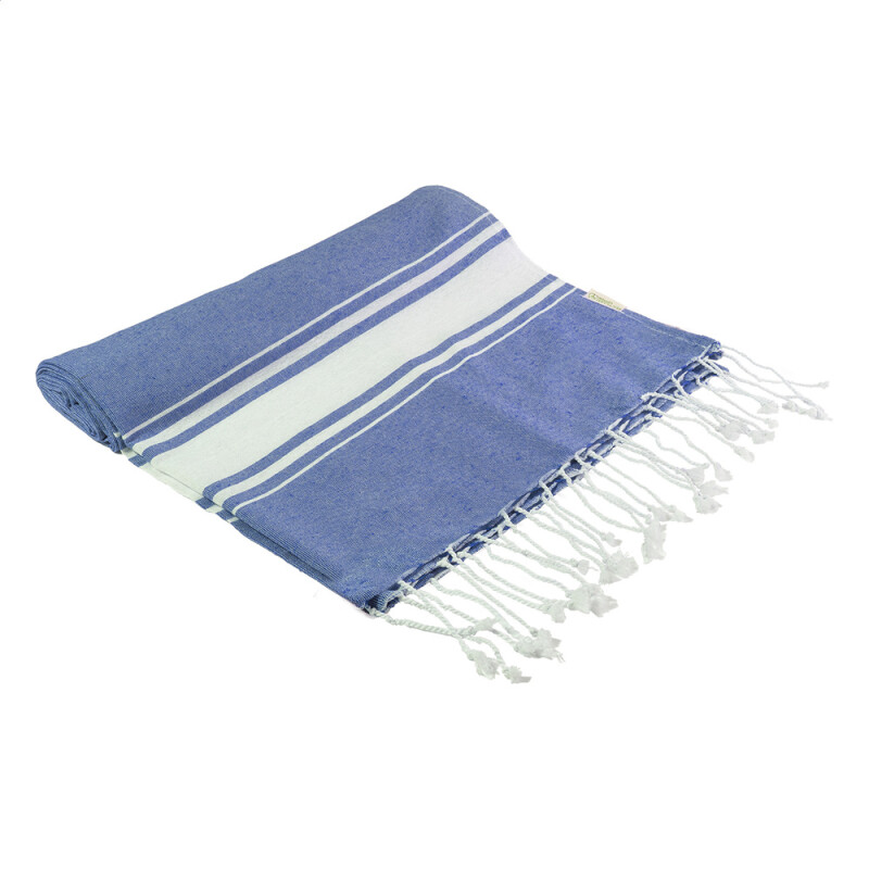 Tmavo modrý plážový uterák z recyklovanej bavlny