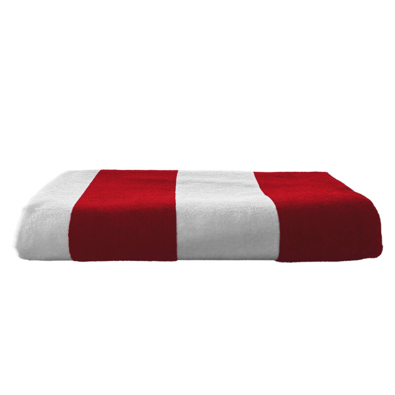 Plážový uterák Olima „Classic Marine” Velour Beach Towel, 90 × 180 cm, červená/biela