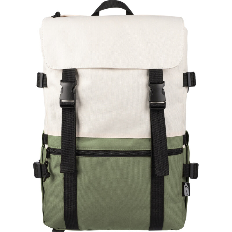 Dvojfarebný batoh na notebook 15" z recyklovaného materiálu, tmavozelený