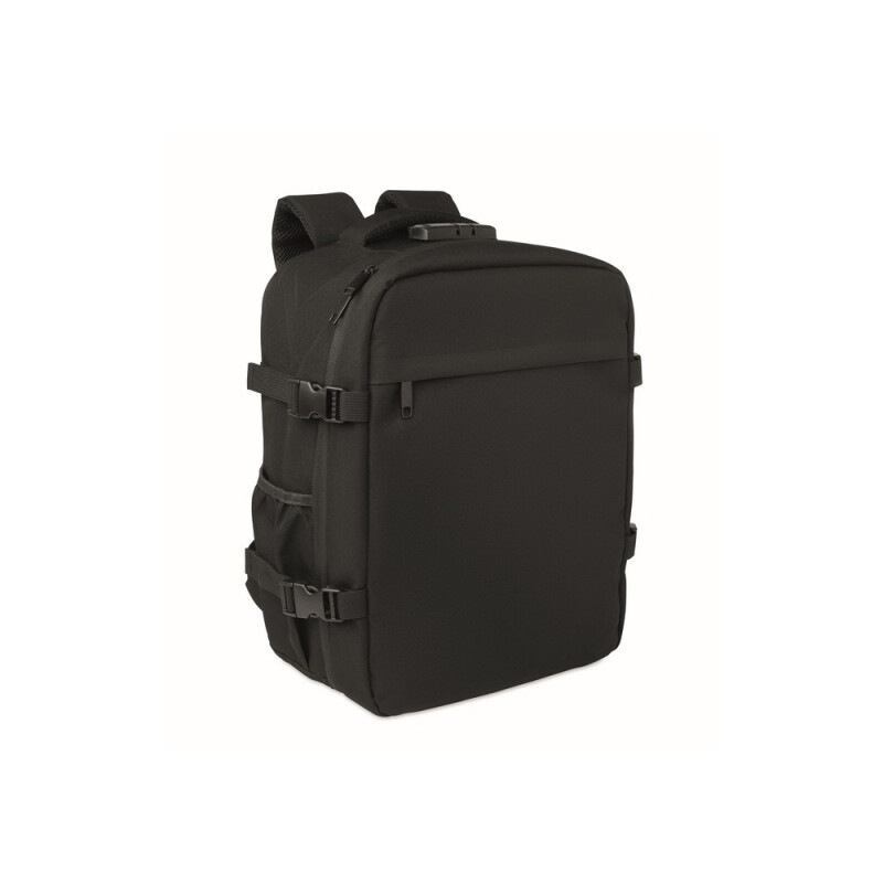 Štýlový čierny batoh z Rpet s priehradkou na 15" notebook a Tsa zámkom