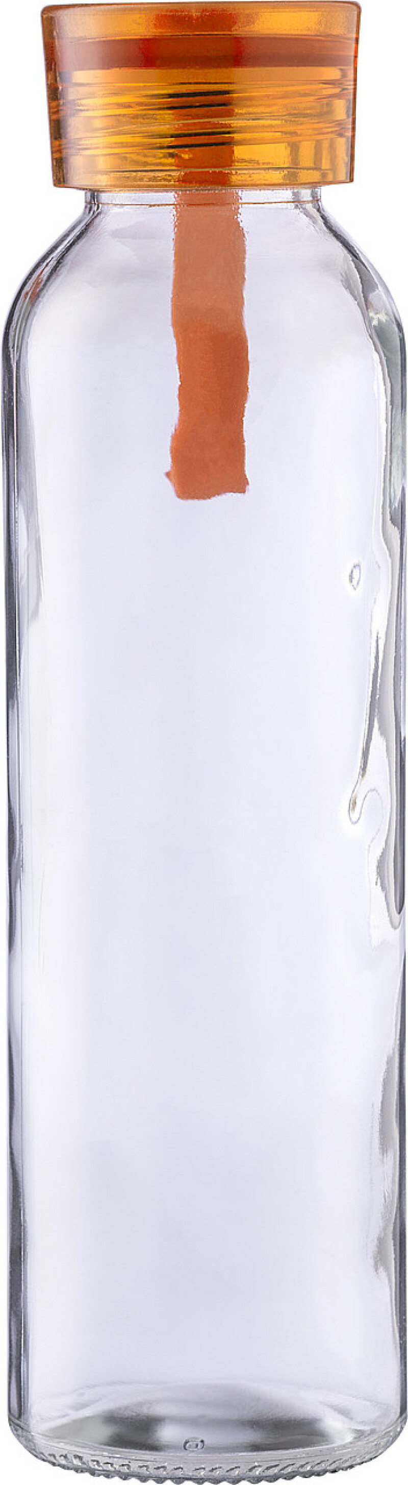 Skleněná láhev na pití, 500ml, s oranžovým víčkem