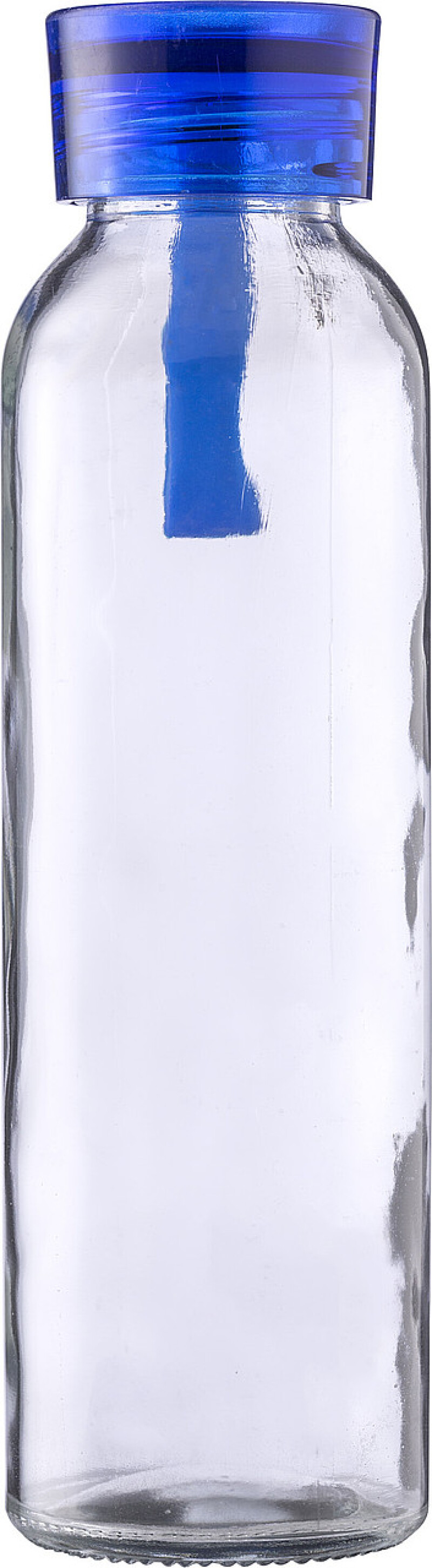 Skleněná láhev na pití, 500ml, se světle modrým víčkem