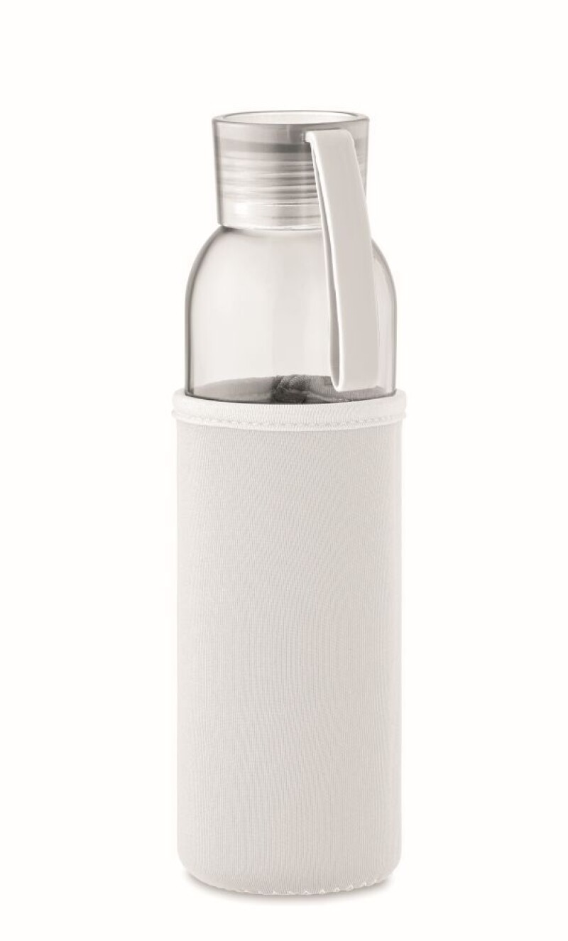 Láhev na pití z recyklovaného skla, neoprenový rukáv, 500ml, béžová