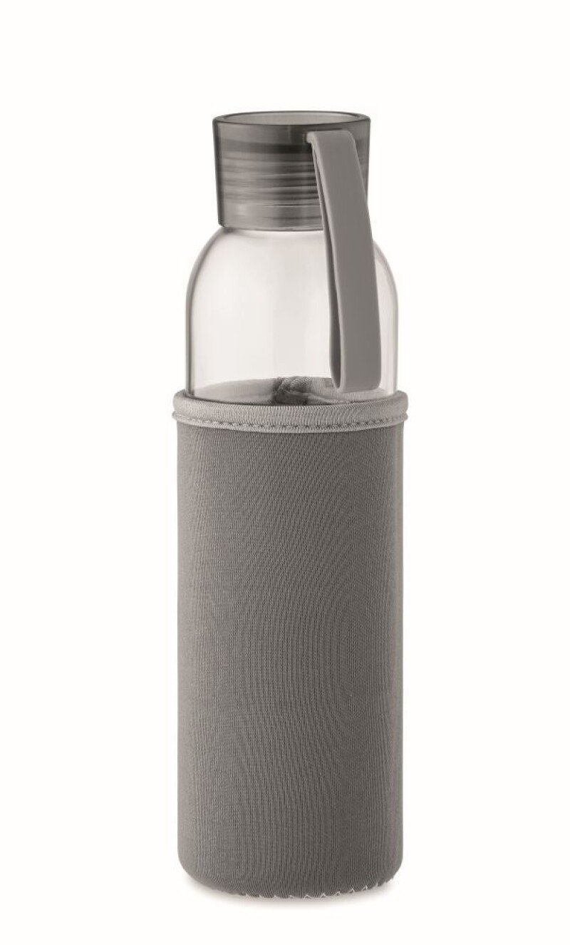 Láhev na pití z recyklovaného skla, neoprenový rukáv, 500ml, tmavě šedá
