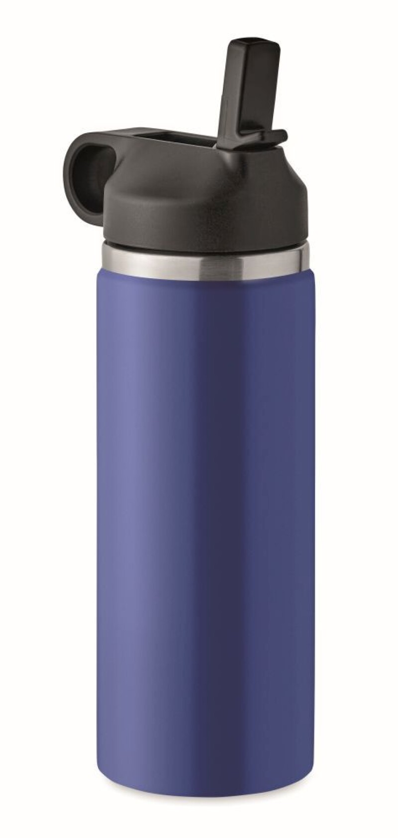 Dvoustěnná láhev na pití z recyklované nerezové oceli s integrovaným brčkem, 500ml, modrá