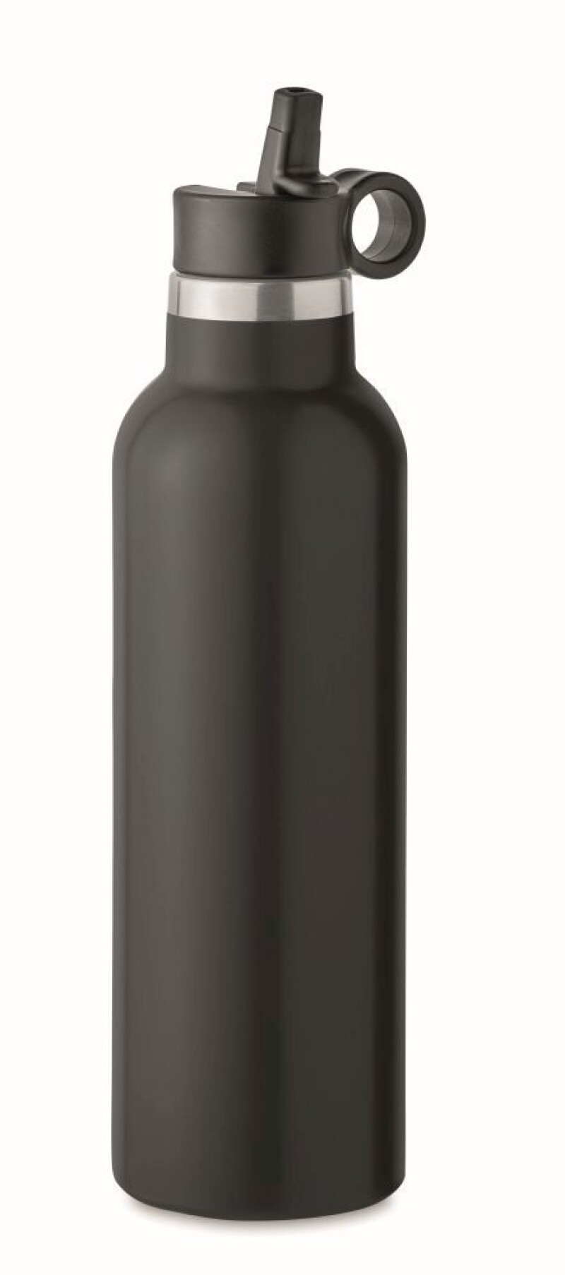 Dvoustěnná láhev na pití 700ml, s integrovaným brčkem, černá
