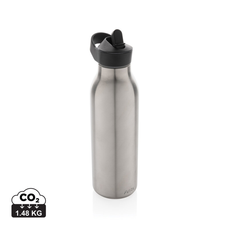 Termo láhev na pití s brčkem, 500ml, stříbrná