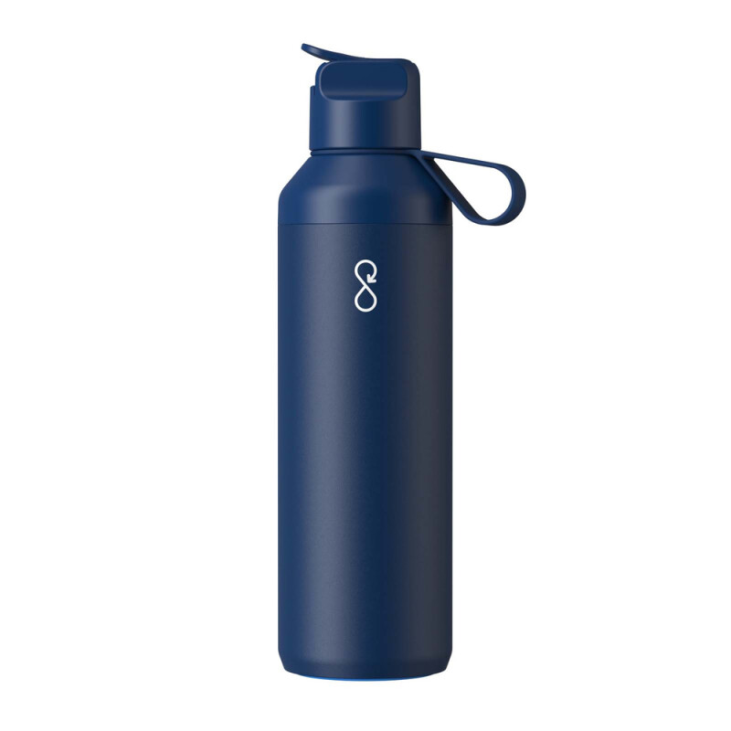 Ocean Bottle Peak GO 710 ml - tmavomodrá recyklovaná fľaša na vodu s brčkom