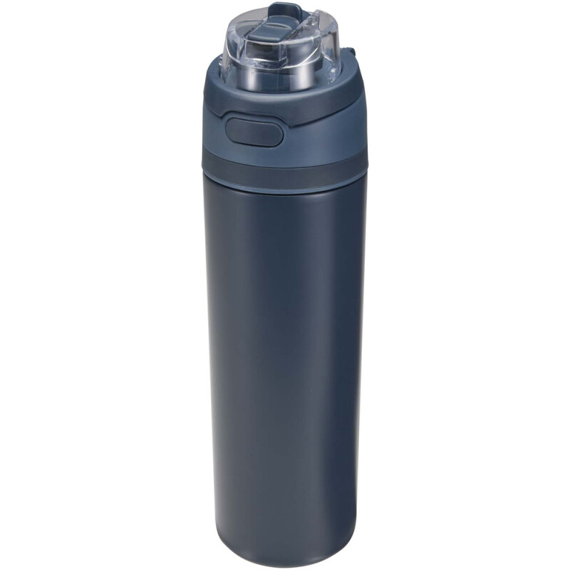 Jednostenná fľaša na vodu z recyklovanej nerezovej ocele so slamkou, 800 ml, námornícka modrá