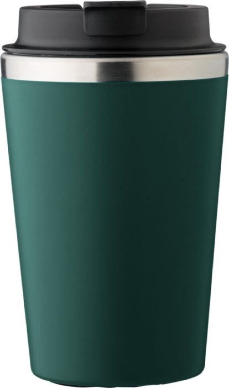 Cestovní termohrnek z nerezové oceli a PP, 350 ml, tmavě zelený