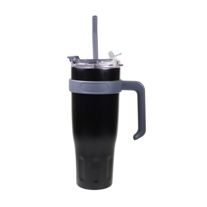 VS Madurai XXL Termohrnček s slamkou, čierna so sivými doplnkami
