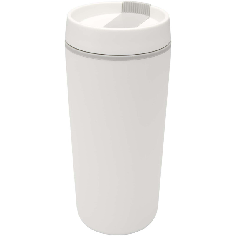 Biely plastový hrnček Sedona 480 ml s dvojitou stenou a skrutkovacím viečkom