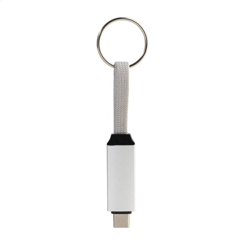Prívesok na kľúče s USB-C káblom 60W, strieborný