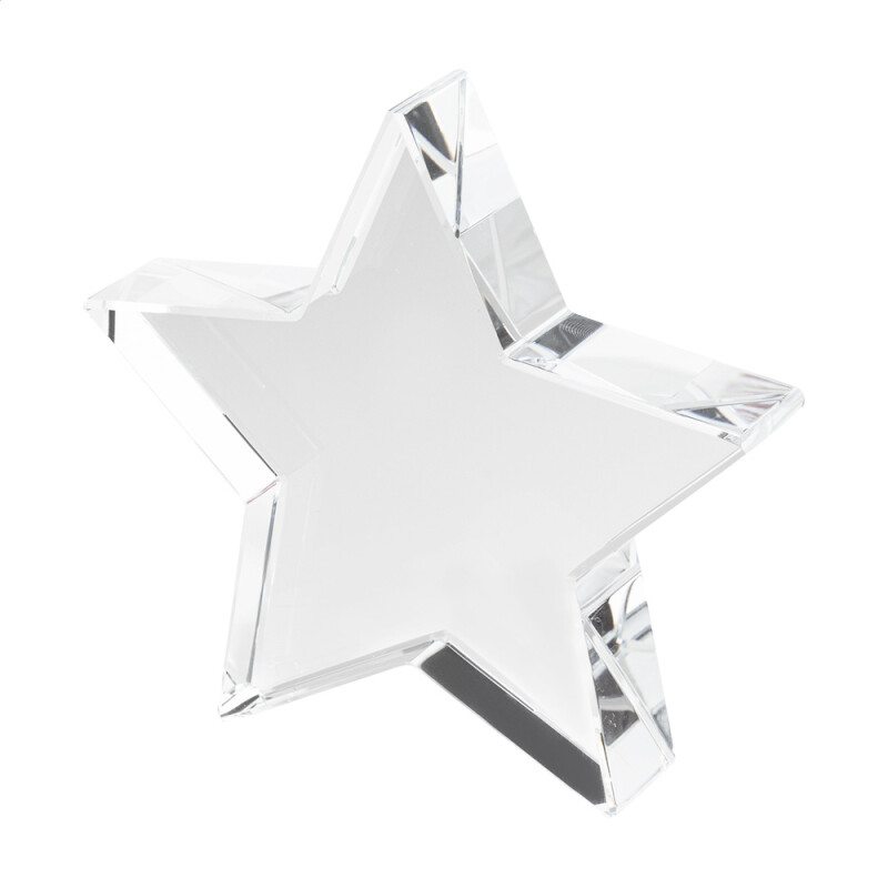 Priehľadná trofej v tvare hviezdy v darčekovej krabičke
