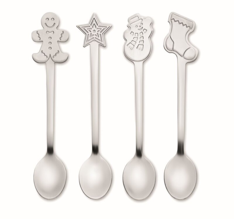 Sada 4 vianočných lyžičiek Cutlers z nerezovej ocele